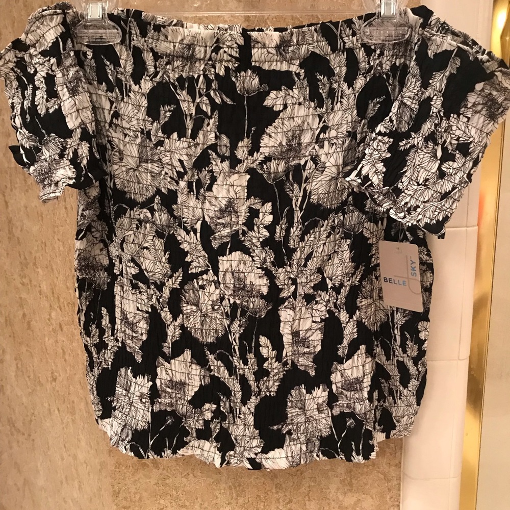 Black & White Floral off shoulder top